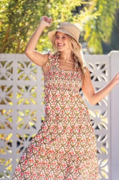 Crosby By Mollie Burch Midi- Brayden Dress Garden Lattice