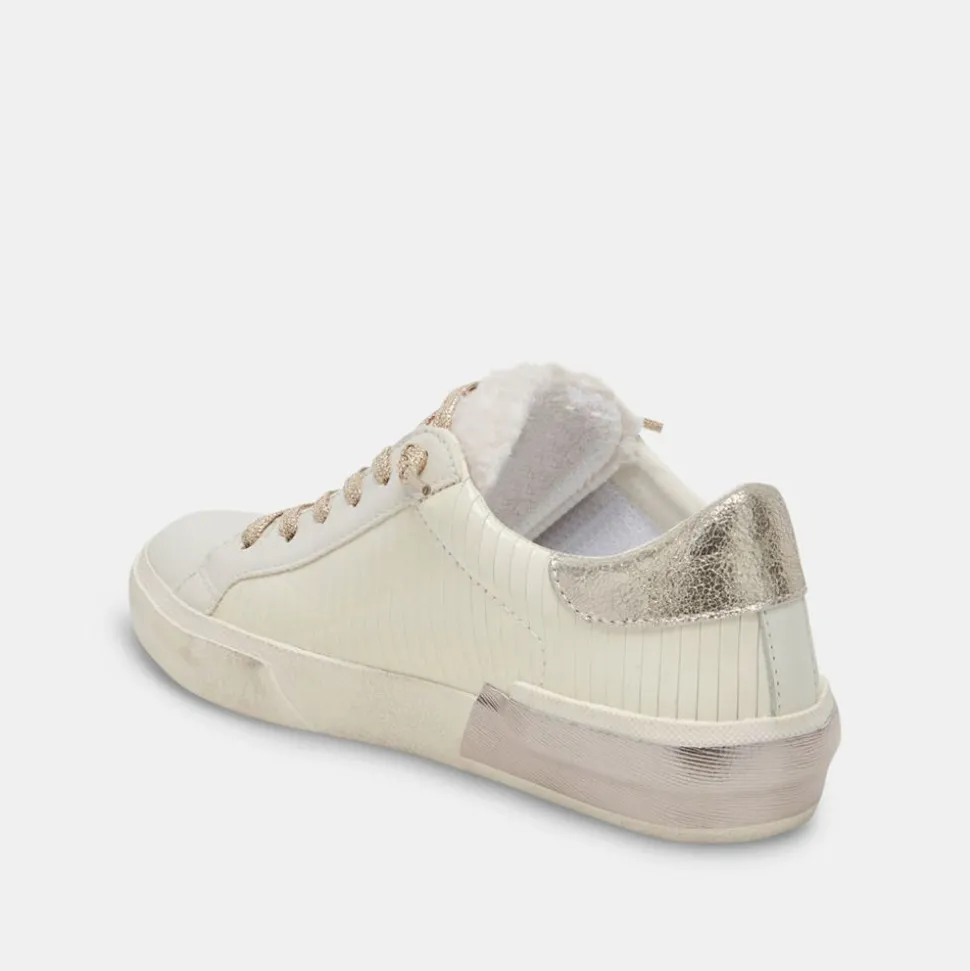 Dolce Vita Sneaker- Zina Plush White Sliced Leather