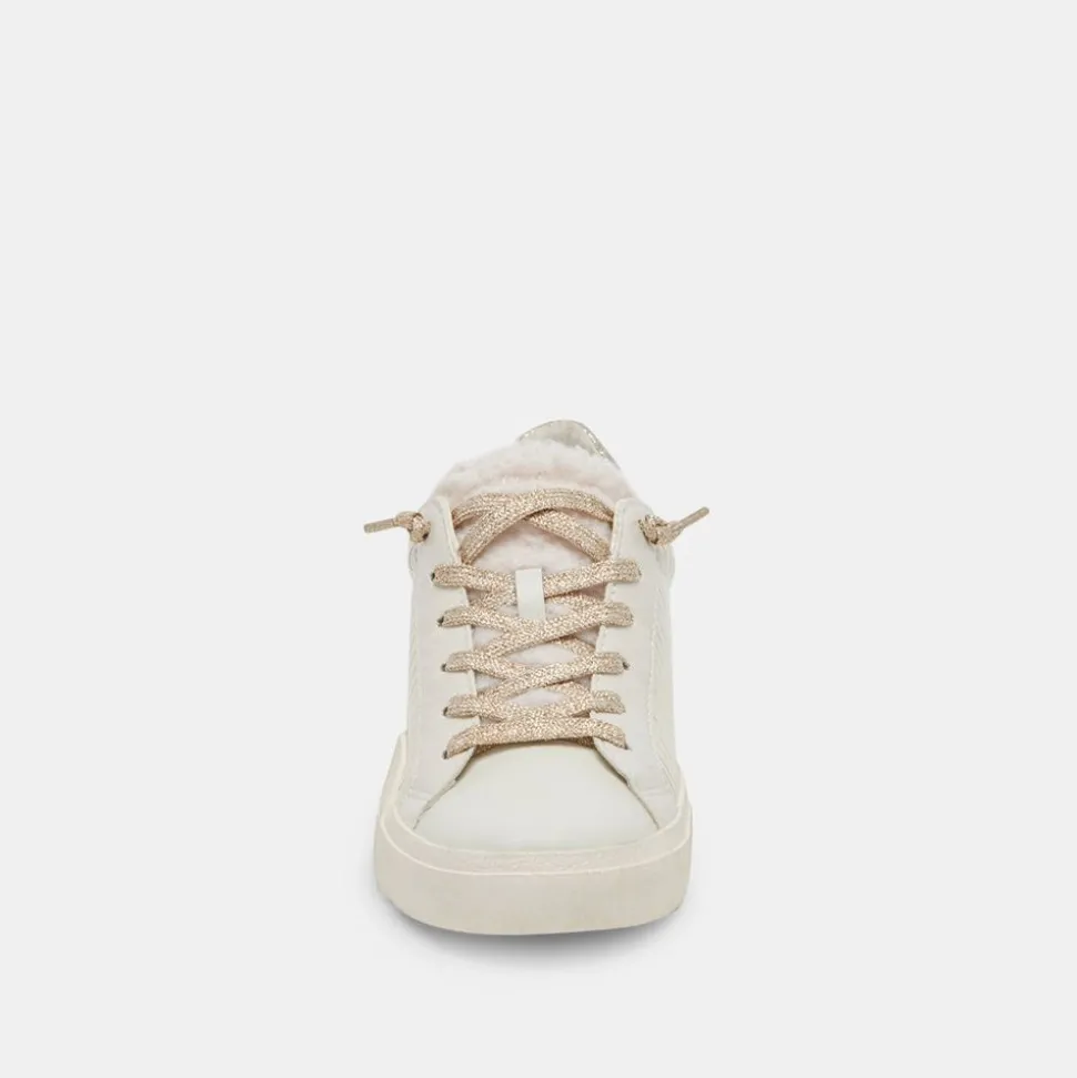 Dolce Vita Sneaker- Zina Plush White Sliced Leather