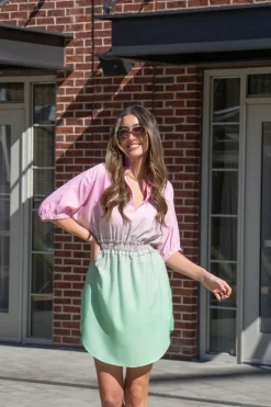 Emily McCarthy Mini- Palmer Dress Guava