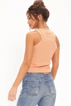 Project Social T Tanks- Player Racerback Rib Tank Orange