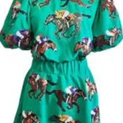 Queen of Sparkles Mini- Green Horse & Jockey Dress
