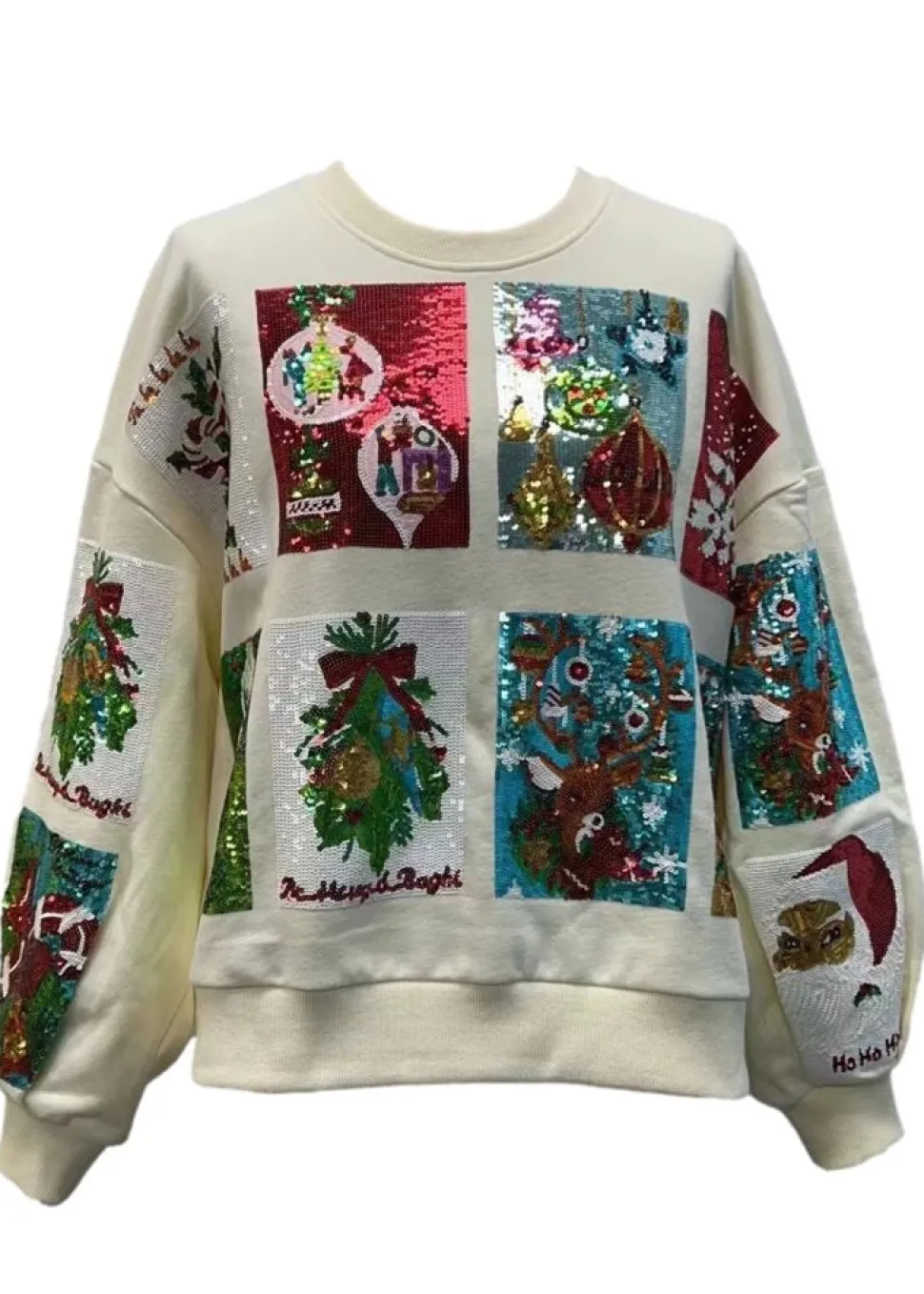 Queen of Sparkles Sweatshirts- White Christmas Card Sweatshirt