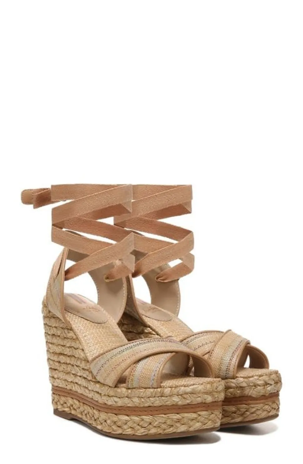 Sam Edelman Wedge- Vaughn Ankle Wrap Espadrille Platform Wedge Sandal