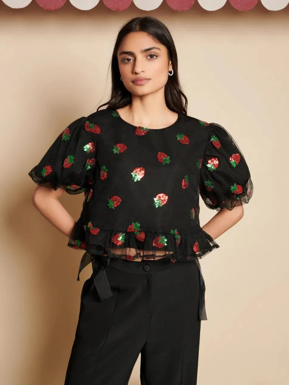 Sister Jane Blouses- Strawberry Sequin Top