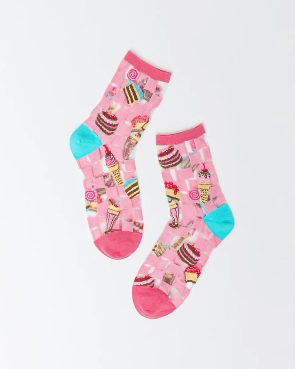 Sock Candy Socks And Tights- Retro Sweets Sheer Crew Sock